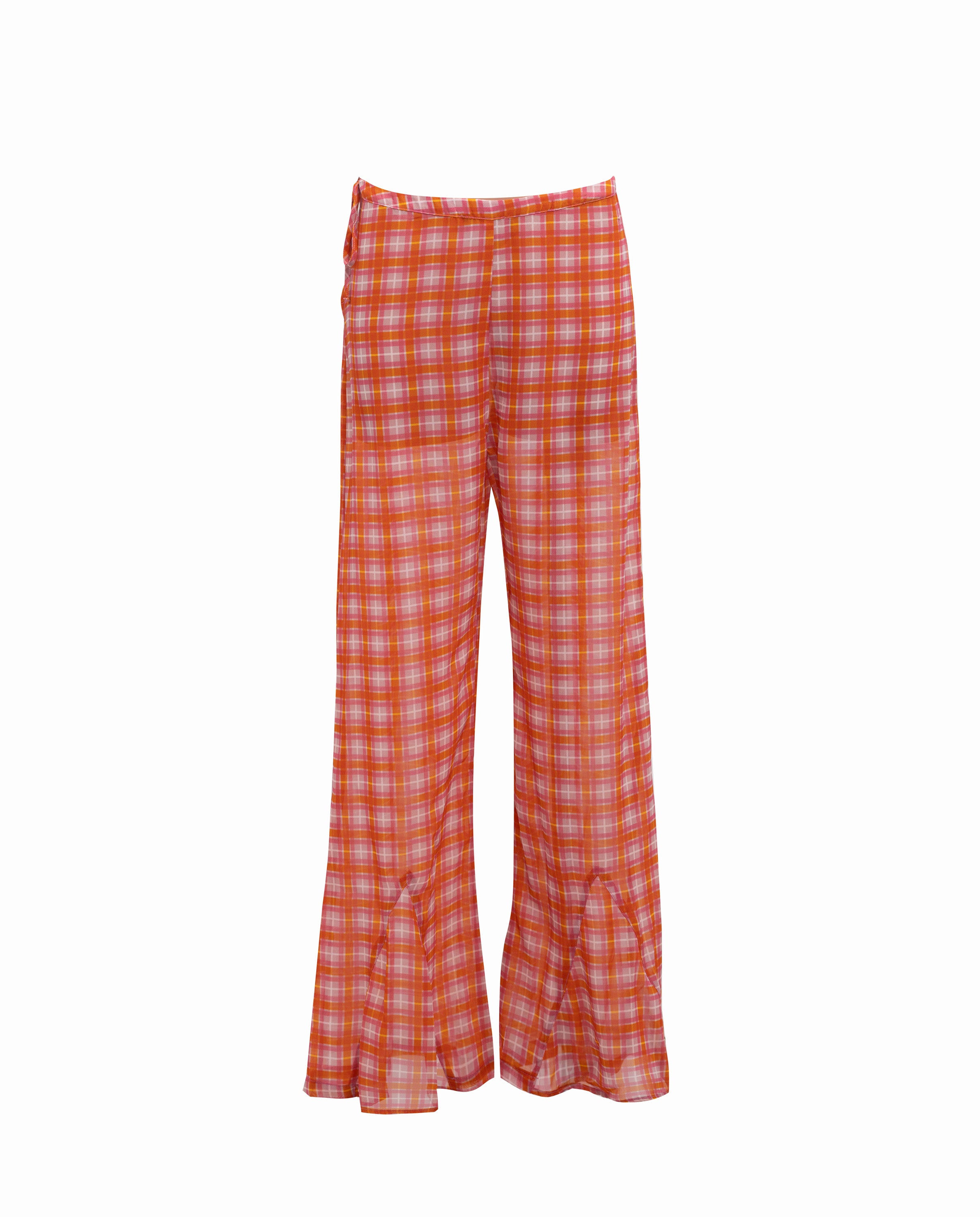 GALI PINK & ORANGE PLAID PANTS